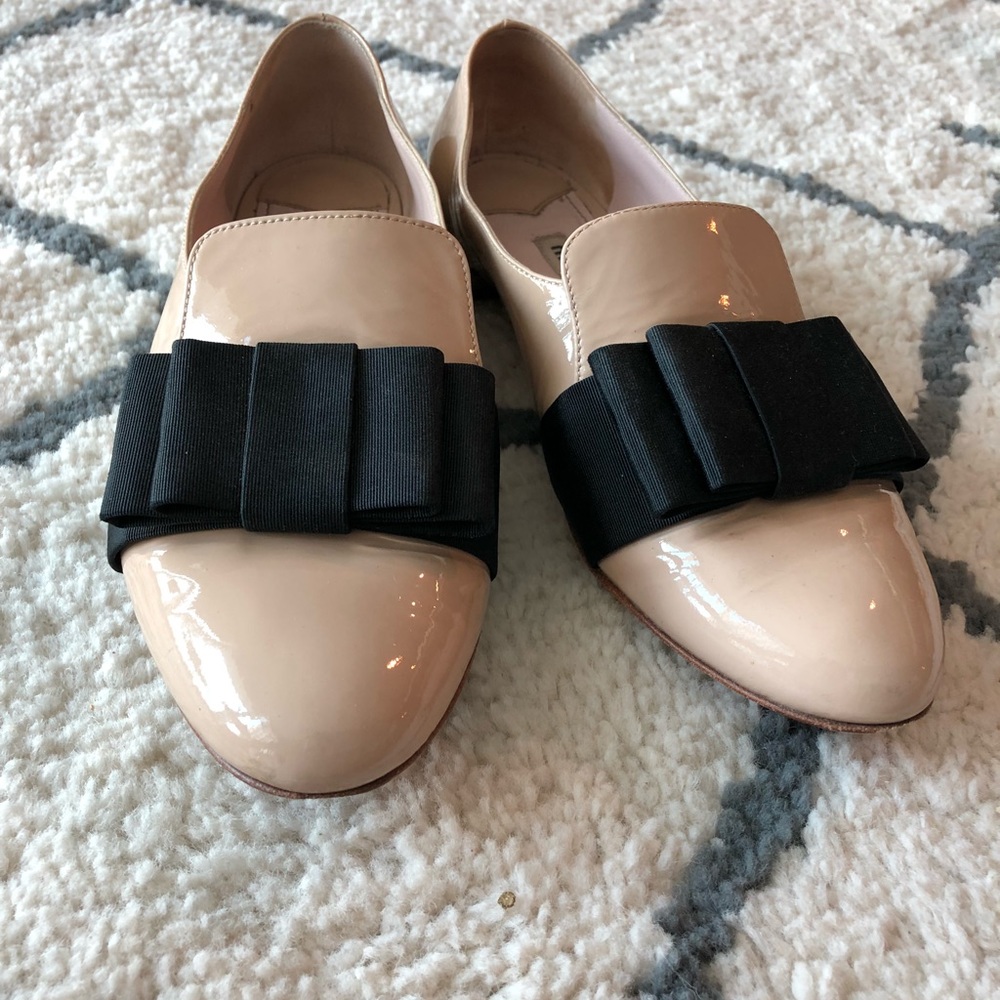 Miu Miu Black Bow Pink Oxford